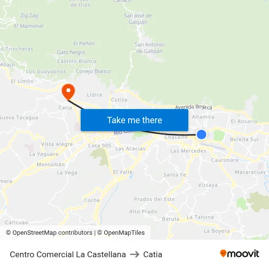 Centro Comercial La Castellana to Catia map