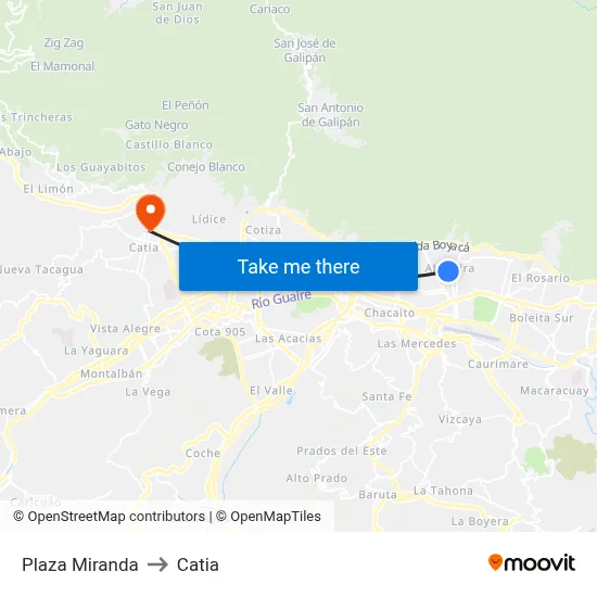 Plaza Miranda to Catia map