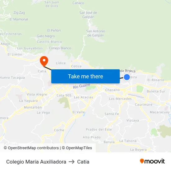 Colegio María Auxiliadora to Catia map