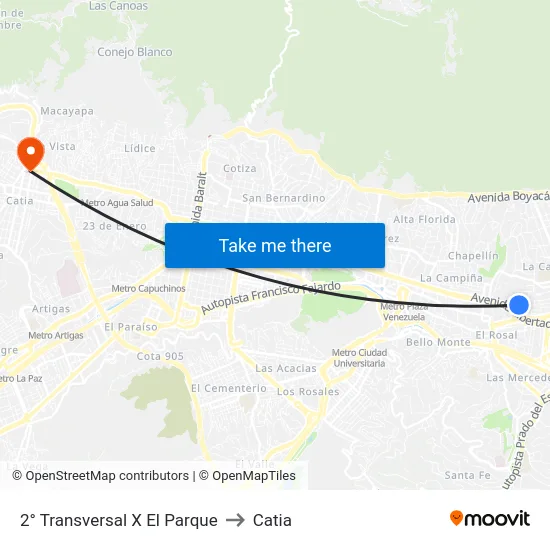 2° Transversal X El Parque to Catia map