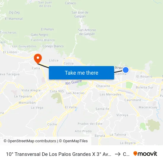 10° Transversal De Los Palos Grandes X 3° Av. De Los Palos Grandes to Catia map