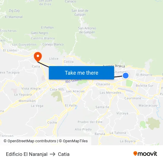 Edificio El Naranjal to Catia map