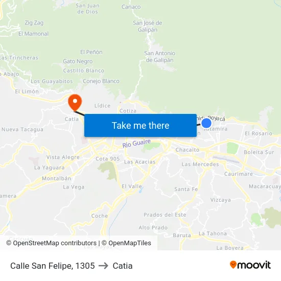 Calle San Felipe, 1305 to Catia map