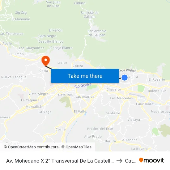 Av. Mohedano X 2° Transversal De La Castellana to Catia map