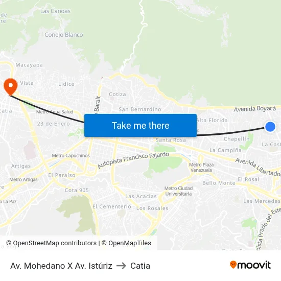 Av. Mohedano X Av. Istúriz to Catia map