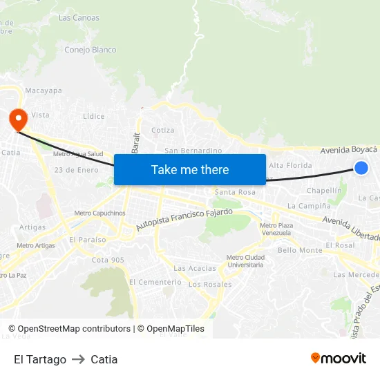 El Tartago to Catia map