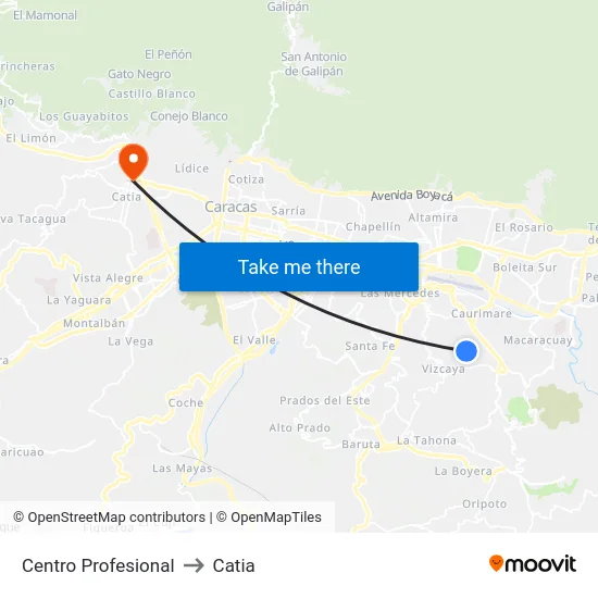 Centro Profesional to Catia map