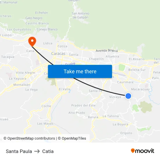 Santa Paula to Catia map