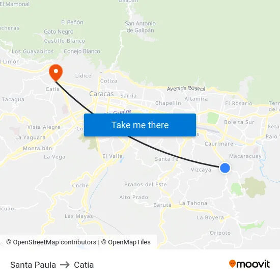 Santa Paula to Catia map