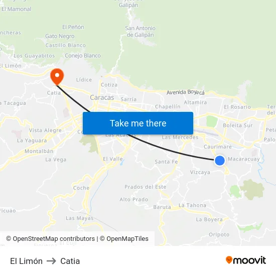El Limón to Catia map