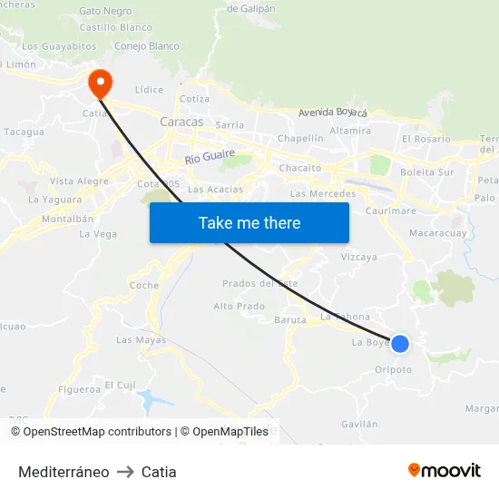 Mediterráneo to Catia map