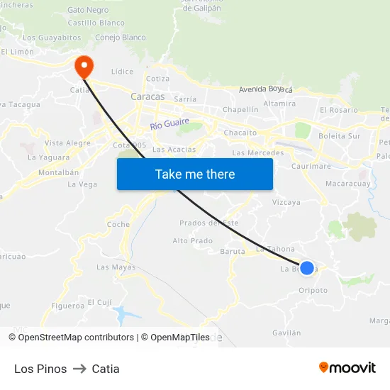 Los Pinos to Catia map