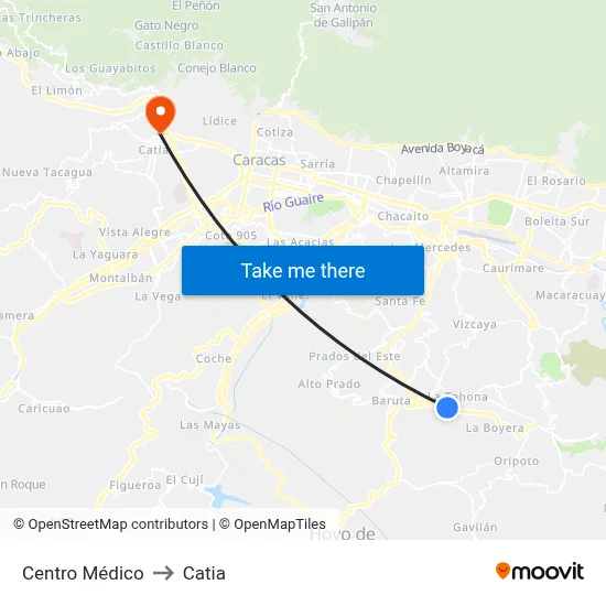 Centro Médico to Catia map