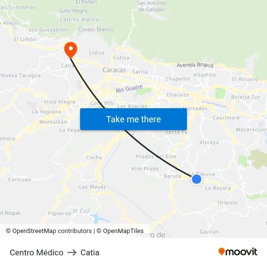 Centro Médico to Catia map