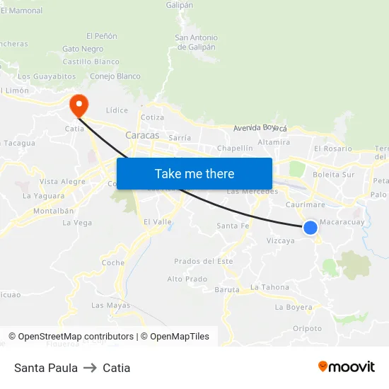 Santa Paula to Catia map
