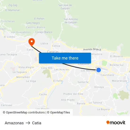 Amazonas to Catia map