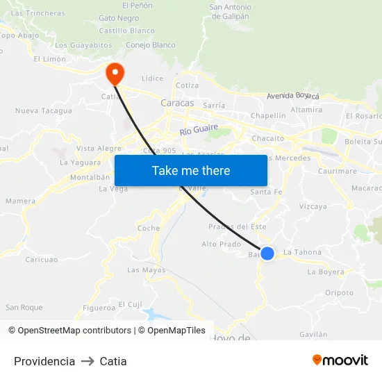 Providencia to Catia map