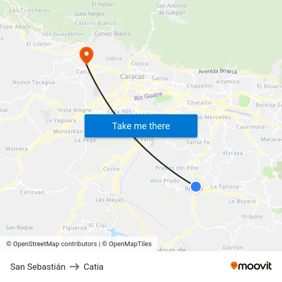 San Sebastián to Catia map
