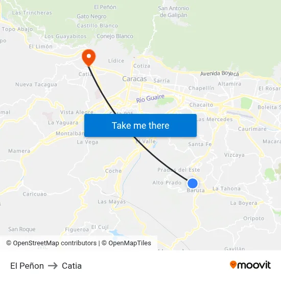 El Peñon to Catia map