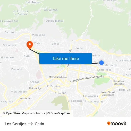 Los Cortijos to Catia map