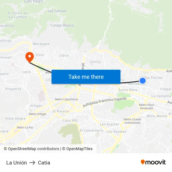 La Unión to Catia map