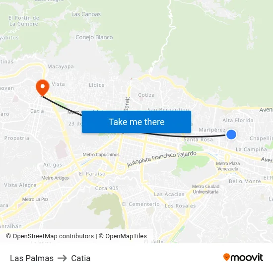 Las Palmas to Catia map