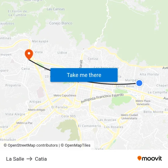 La Salle to Catia map
