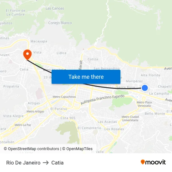 Río De Janeiro to Catia map