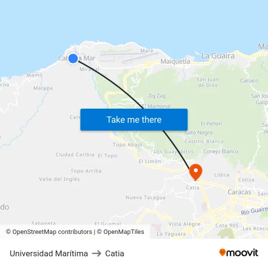 Universidad Marítima to Catia map