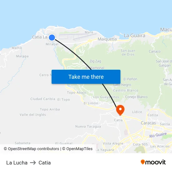 La Lucha to Catia map