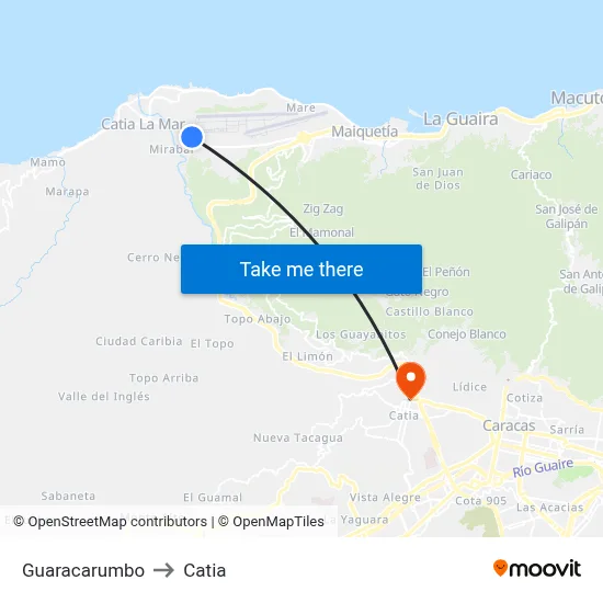 Guaracarumbo to Catia map