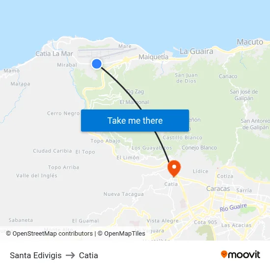 Santa Edivigis to Catia map