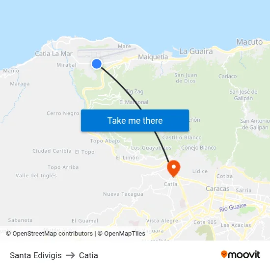 Santa Edivigis to Catia map