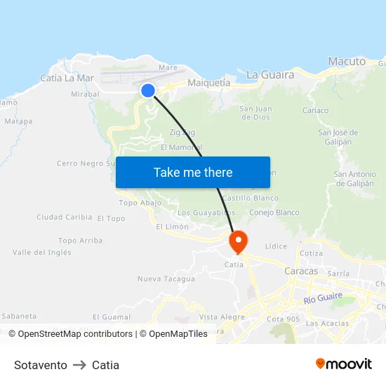 Sotavento to Catia map