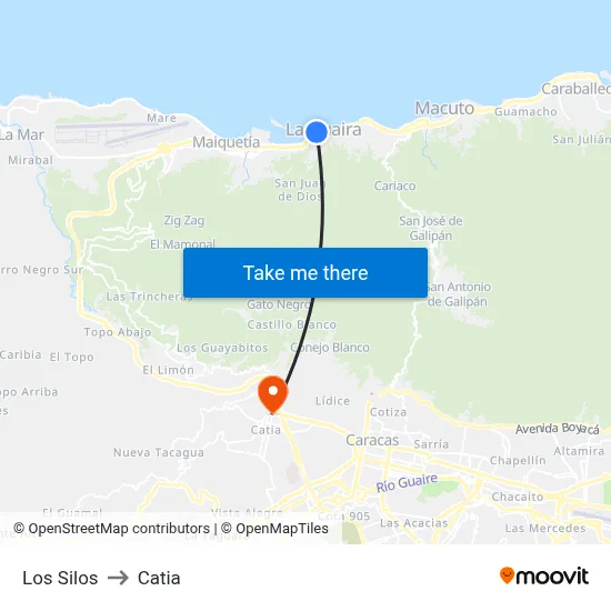 Los Silos to Catia map