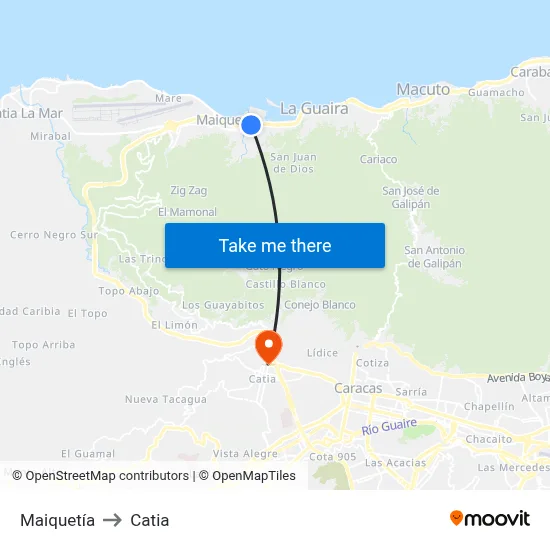 Maiquetía to Catia map
