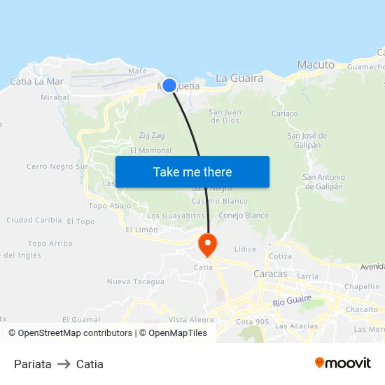 Pariata to Catia map