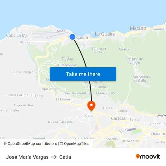José María Vargas to Catia map