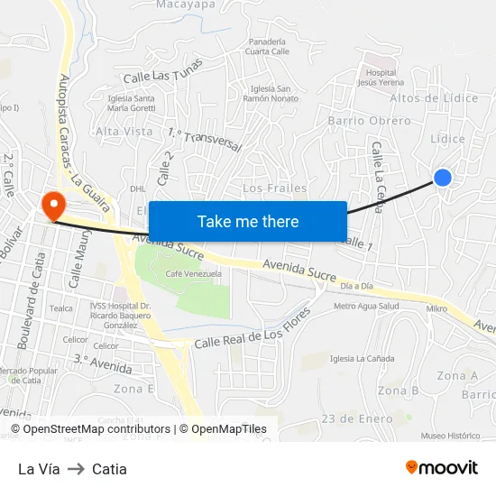 La Vía to Catia map