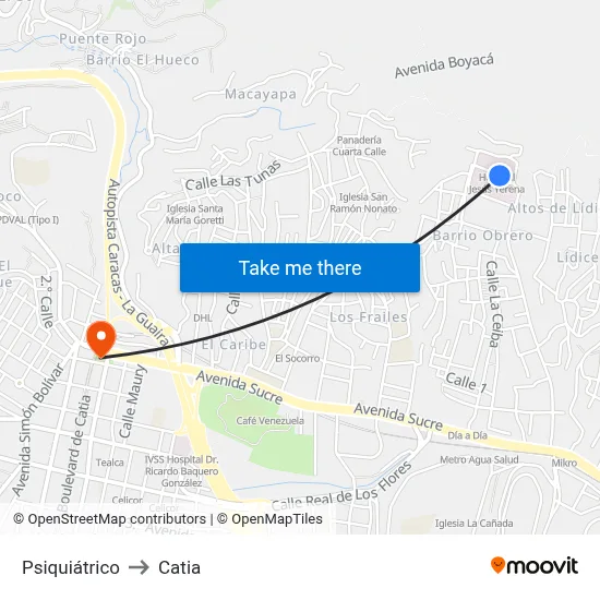 Psiquiátrico to Catia map