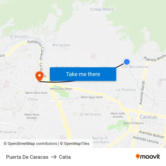 Puerta De Caracas to Catia map