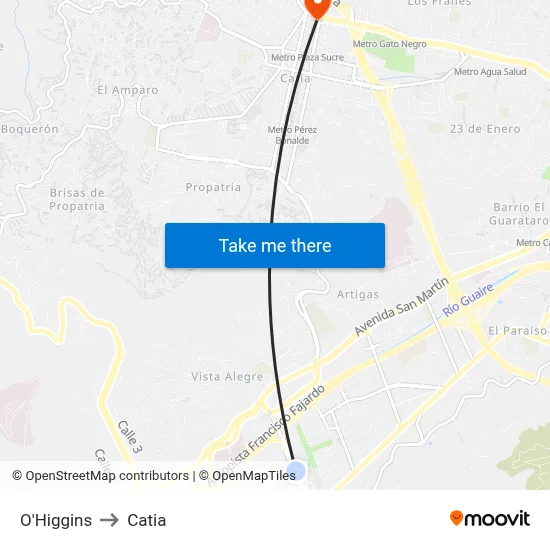O'Higgins to Catia map