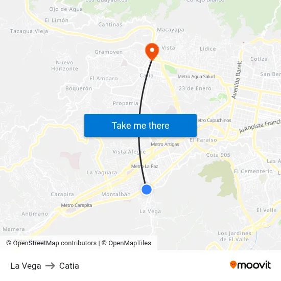 La Vega to Catia map