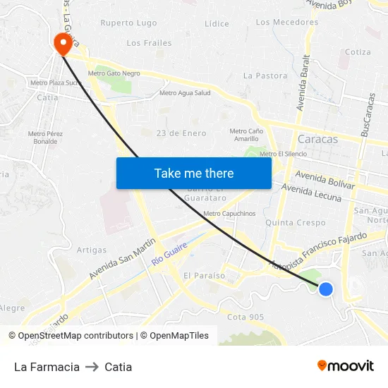 La Farmacia to Catia map