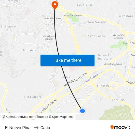 El Nuevo Pinar to Catia map