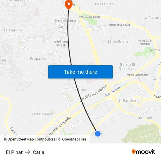 El Pinar to Catia map