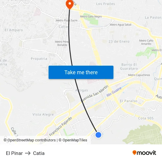 El Pinar to Catia map