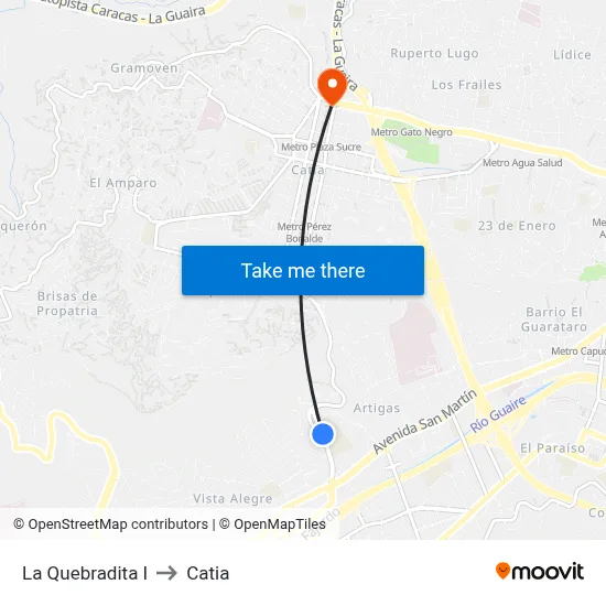 La Quebradita I to Catia map