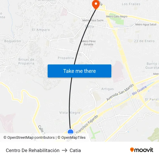 Centro De Rehabilitación to Catia map