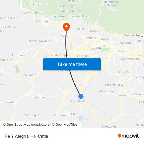 Fe Y Alegría to Catia map